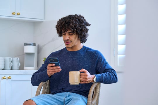 3340_Custom Photo_Male patient at home with coffee