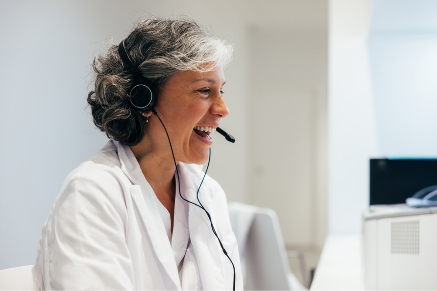 Doctor on phone at desk