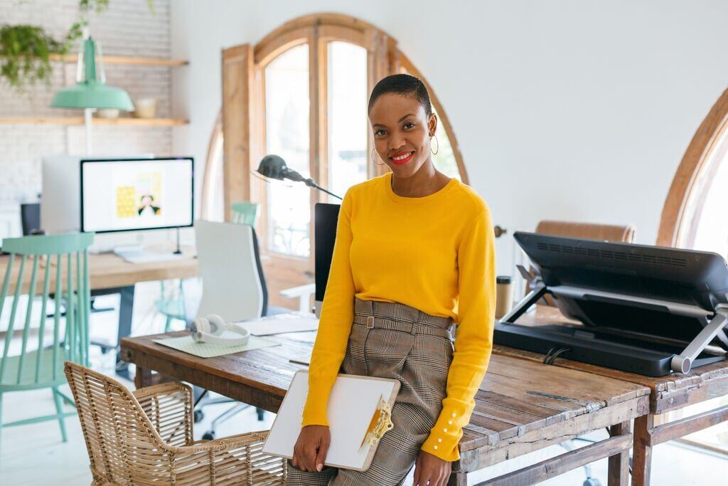 Portrait of a woman in a modern office