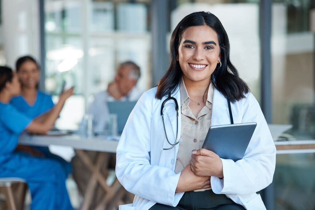 Portrait of woman in medical