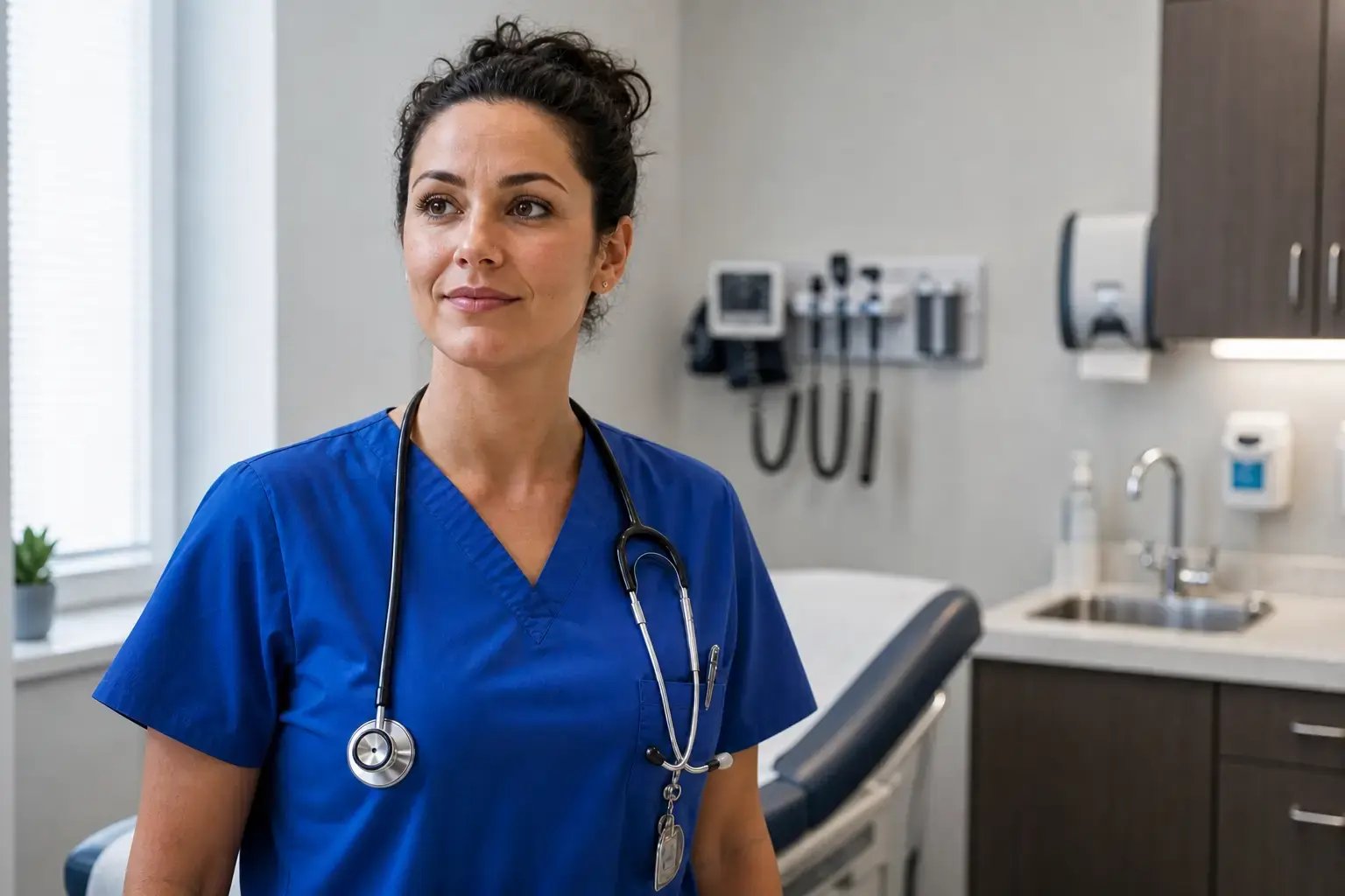 Nurse Smiling in Exam Room