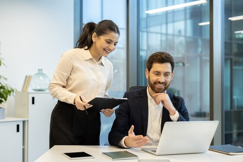 Two professionals working together