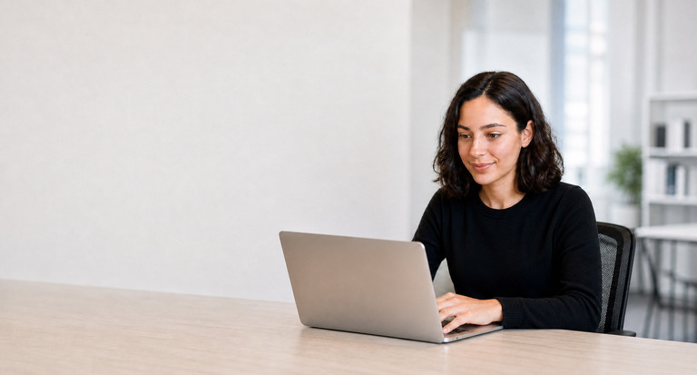 Woman on laptop.